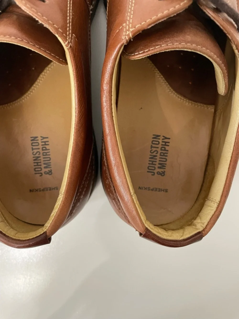 Johnston & Murphy Men's Brown Leather Oxford Cap Toe Dress Shoes, size 11